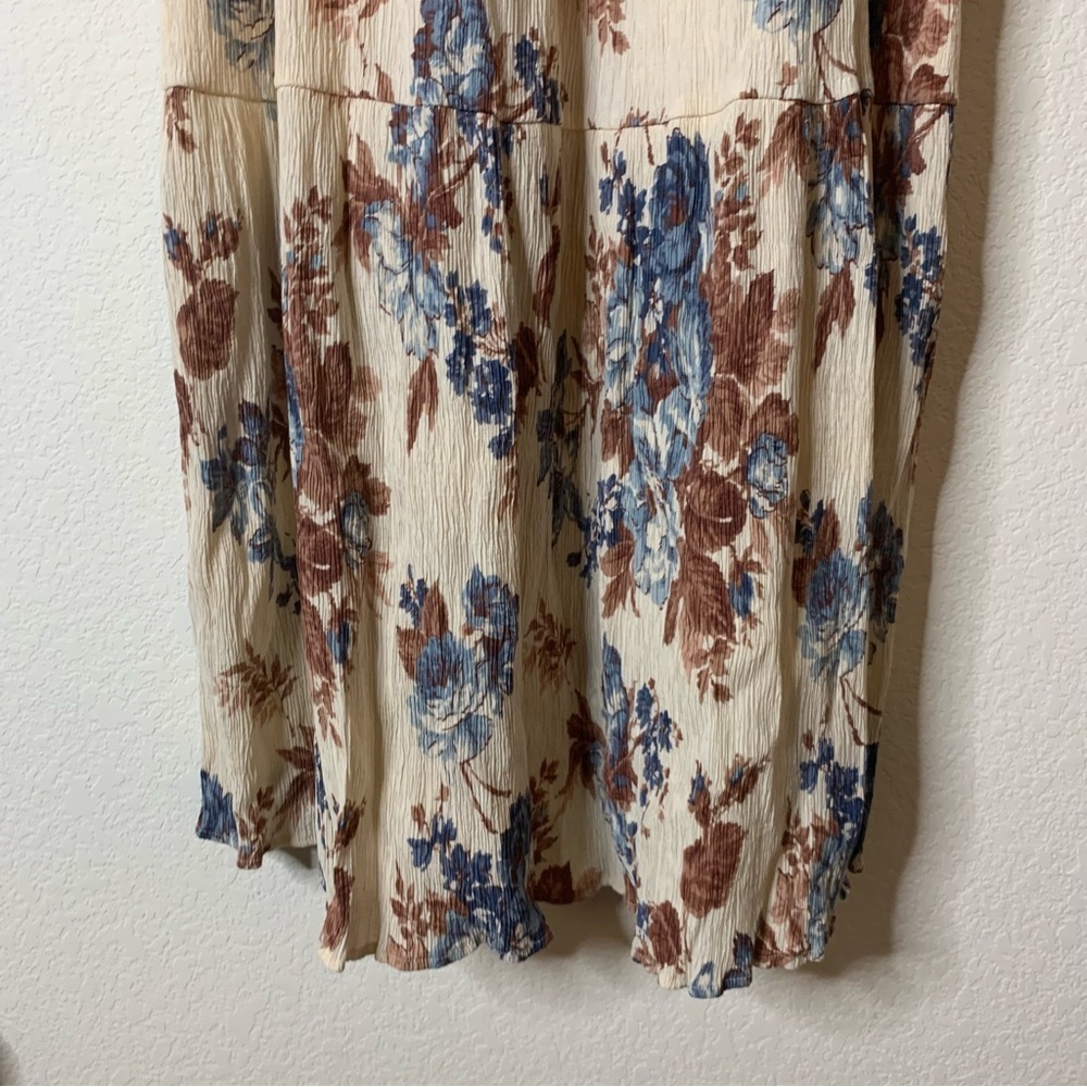 Abercrombie & Fitch Womens brown floral crinkle Strappy maxi dress XLP - Picture 3 of 9